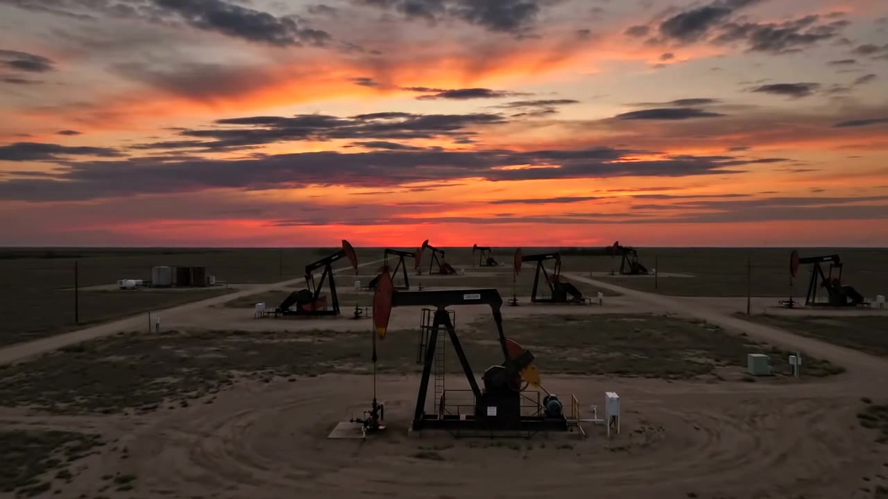 CTT Oil Exploration — West Texas oil field at sunset